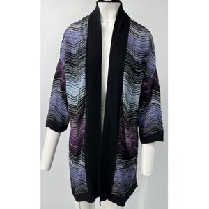 M Missoni Multicolor Abstract Patterned Knit Short Sleeve Open Cardigan sz 48